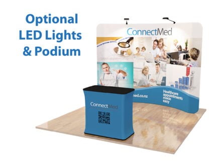 10ft Curve Tension Fabric Display, with Frame and LED and Hard Case Optional