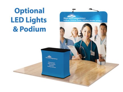 8ft Curve Tension Fabric Display - Trade Show Podium | PrintMagic