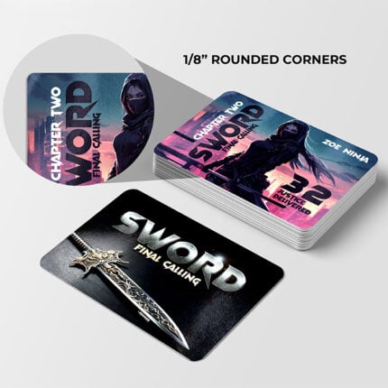 Akuafoil inline foil Horizontal Full Color Rounded Corners Trading Cards sports Collectible Pokemon Sports Superheros TOPPS Marvel | PrintMagic