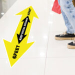 Street & Sidewalk Decals | Alluminium Floor Decals Contour Cut Safety Signs 6ft Apart with abrasion and weather resistance | PrintMagic
