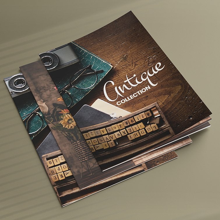 Art Booklets | antique collection Booklets with Saddle-Stitched (Stapled) with Standard Gloss Text-100lb and Aqueous Coating| Print Magic