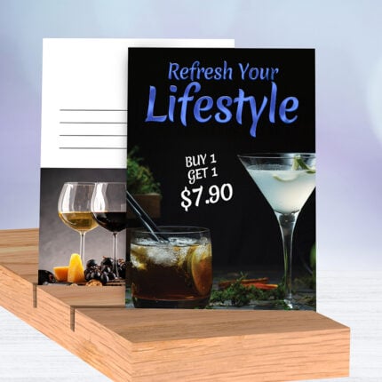 Blue Foil Postcards Vertical Rectangle Direct Mail EDDM Holiday Travel Promotion Marketing Restaurant Real Estate Personalized Events | Printmagic