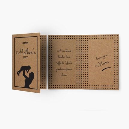 Brown Kraft Folded Greeting Cards Printing | Brown Kraft Mothers Day Greeting Cards Folded Score Only In Half-Fold And Thick Brown Kraft Uncoated Paper Stock | PrintMagic