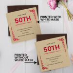Brown Kraft Invitation Cards Square with without White Mask Save the date RSVP Wedding Guest Birthday Graduation Retirement Parties Minimalist Fundraising Premium