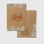 Brown Kraft Postcards printing | Thank You Brown Kraft Postcards with Thick Brown Kraft Uncoated and printed front only | Print Magic