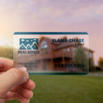 Plastic Business Cards | Horizontal Rectangle Rounded Corners Clear Plastic 20pt printed front only Real Estate Plastic Business Card | PrintMagic