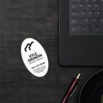 Vertical Oval Business Card Stickers Printing | PrintMagic