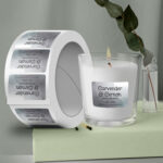 Candle Labels Horizontal Round Corner Unwind Top Bright Silver Metallic retail sales promotional giveaways weddings baby showers bridal showers High Quality Stock various size shapes | Printmagic
