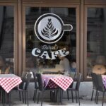Clear Window Decals | Clear Window Decal Cafe Restaurant | Printed on Front Only With White Mask with Clear Static Cling - 8 mil | Print Magic