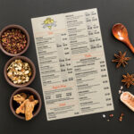 Eco friendly Natural Score Menu Menu Spa Hotel Restaurant Cafe Take Away Pocket Brown Kraft Folded Flat High Quality Marketing Branding Promotion
