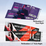 Event Ticket Horizontal with Right Perforation Music Concerts Entertainment Live Shows | PrintMagic