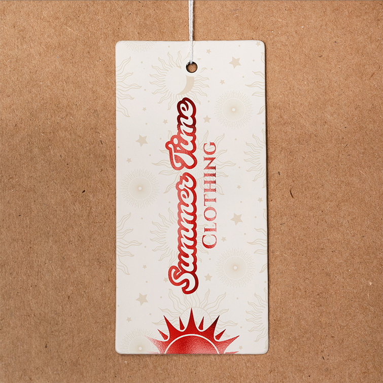 Red Foil Hang Tags | Custom Red Foil Hang Tags with silk lamination and Spot UV coating | Custom Red Foil Rectangle Hang Tags | Red Colored Premium Hang Tags | Hang Tag Printing | PrintMagic