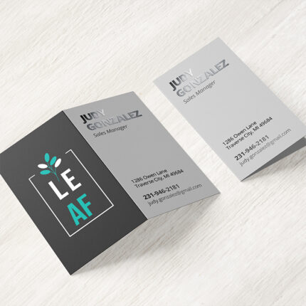 Folded Business Cards | Folded SPOT UV on Front Only Vertical Business Cards Restaurant with UV, Matte, Aqueous, and Spot UV coating options | PrintMagic