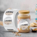 Jar Labels Circle Unwind Left Semi Gloss homemade kitchen pantry jams sauces cut to size roll labels High Quality Stock various size shapes | Printmagic
