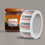 Jar Labels Horizontal Round Corner Unwind Top Bright Silver Metallic homemade kitchen pantry jams sauces cut to size roll labels High Quality Stock various size shapes | Printmagic
