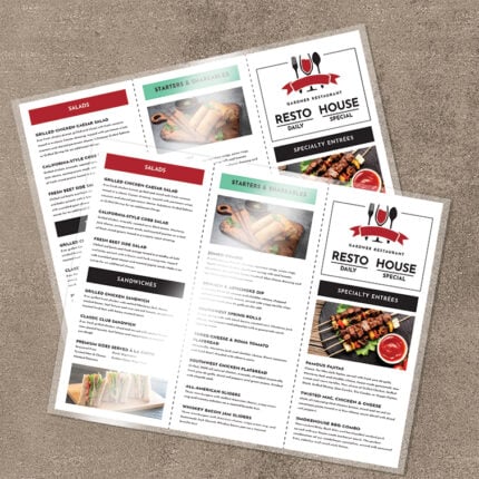 Tri-Fold Laminated Menu Printing at PrintMagic