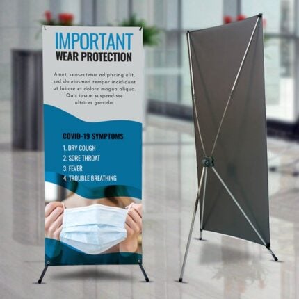 Multifunctional Adjustable X-Banner Stands | X-Banner Stands | X - Style Frame Stand 1-sided Banner Stand with Locking tripod stand design and built-in hooks for quick set up | Print Magic