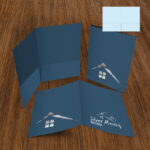 Navy Linen with Silver Foil Two Pocket Left & Right Side Colored Stock Fast Shipping Display Portfolio Real Estate Foil Presentations Folder | Printmagic