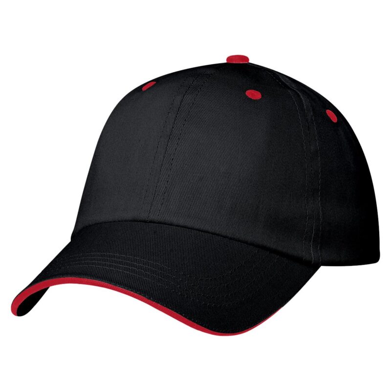 PR11339 1 BLACK WITH RED DECORATED Price Buster Sandwich Cap
