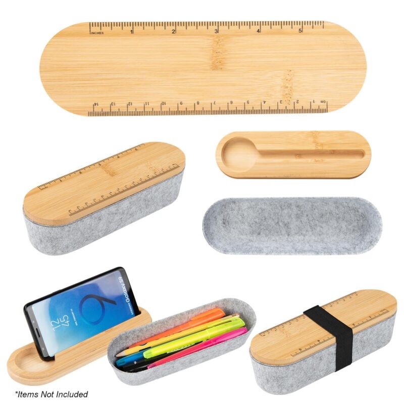 Education Printing Products 27 PR11345 1 NATURAL WITH GRAY DECORATED RPET Pencil Box
