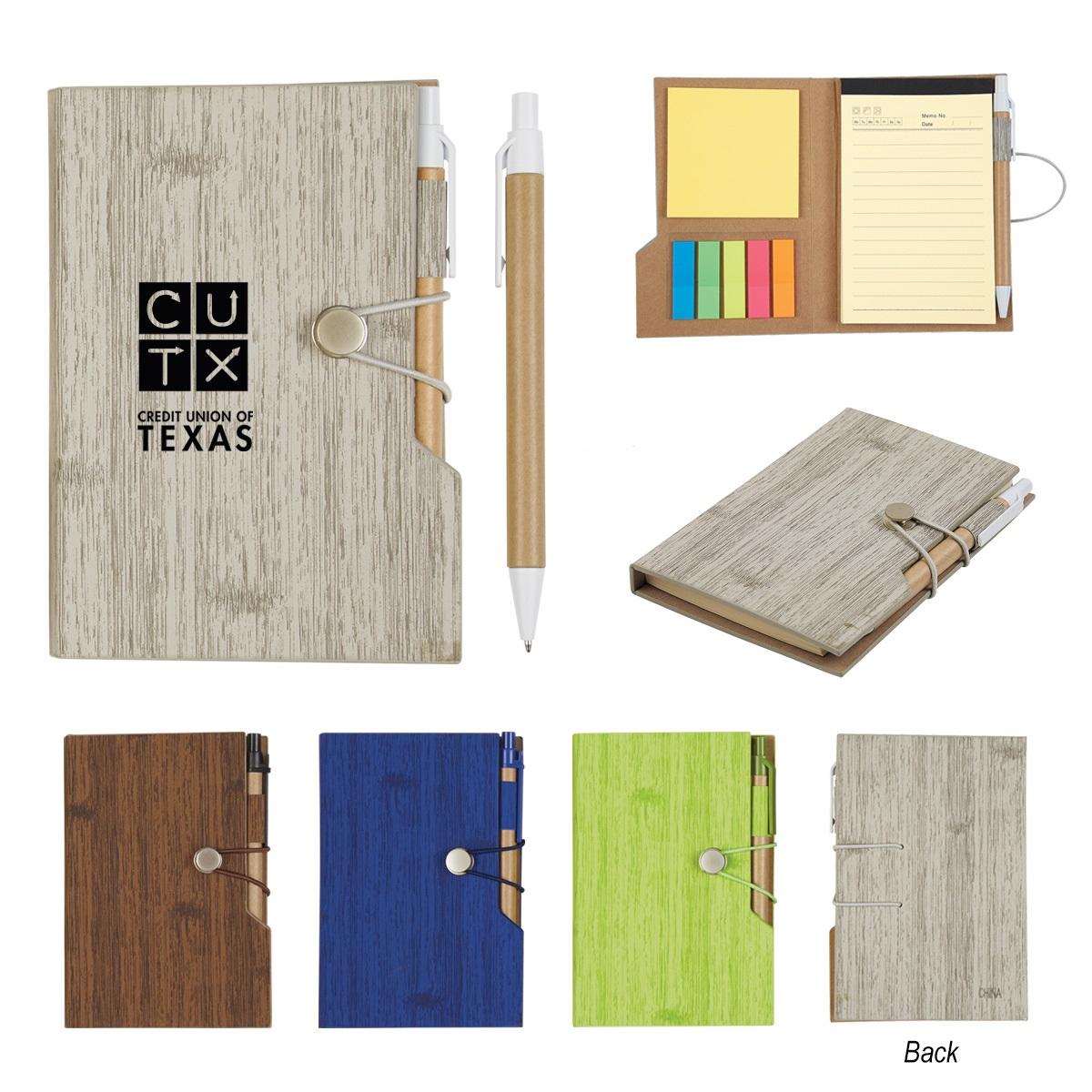 PR12293-Woodgrain-Look-Notebook-With-Sticky-Notes-And-Flags.jpg PR12293 Woodgrain Look Notebook With Sticky Notes And Flags