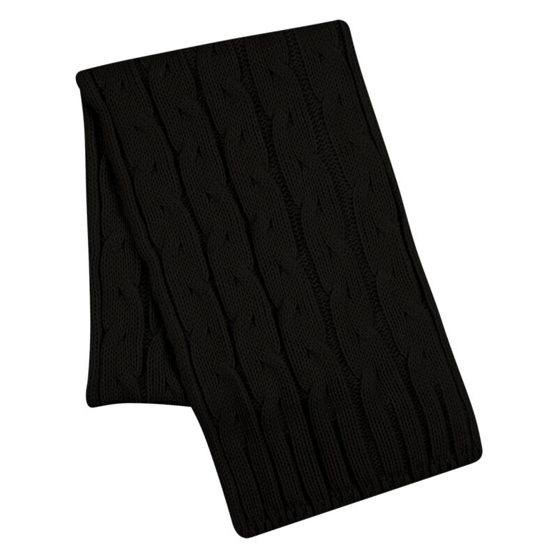 PR16003 1 BLACK DECORATED Cameron Cable Knit Scarf
