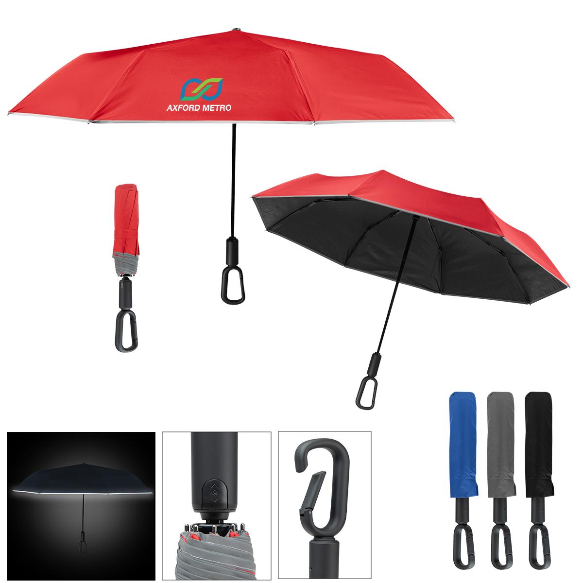 PR18677-46-Arc-Reflective-Umbrella-With-Carabiner-Handle.jpg PR18677 46 Arc Reflective Umbrella With Carabiner Handle