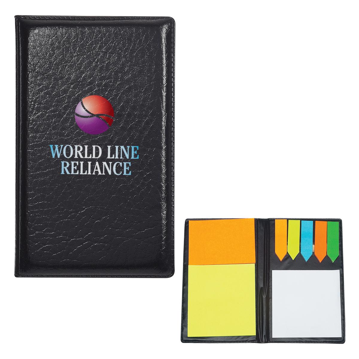 PR18921-Leather-Look-Padfolio-With-Sticky-Notes-Flags.jpg PR18921 Leather Look Padfolio With Sticky Notes Flags