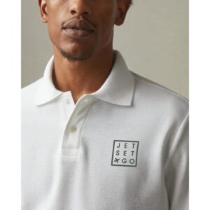 PR20849 1 White 125 DECORATED American Giant Cotton Pique Polo Mens