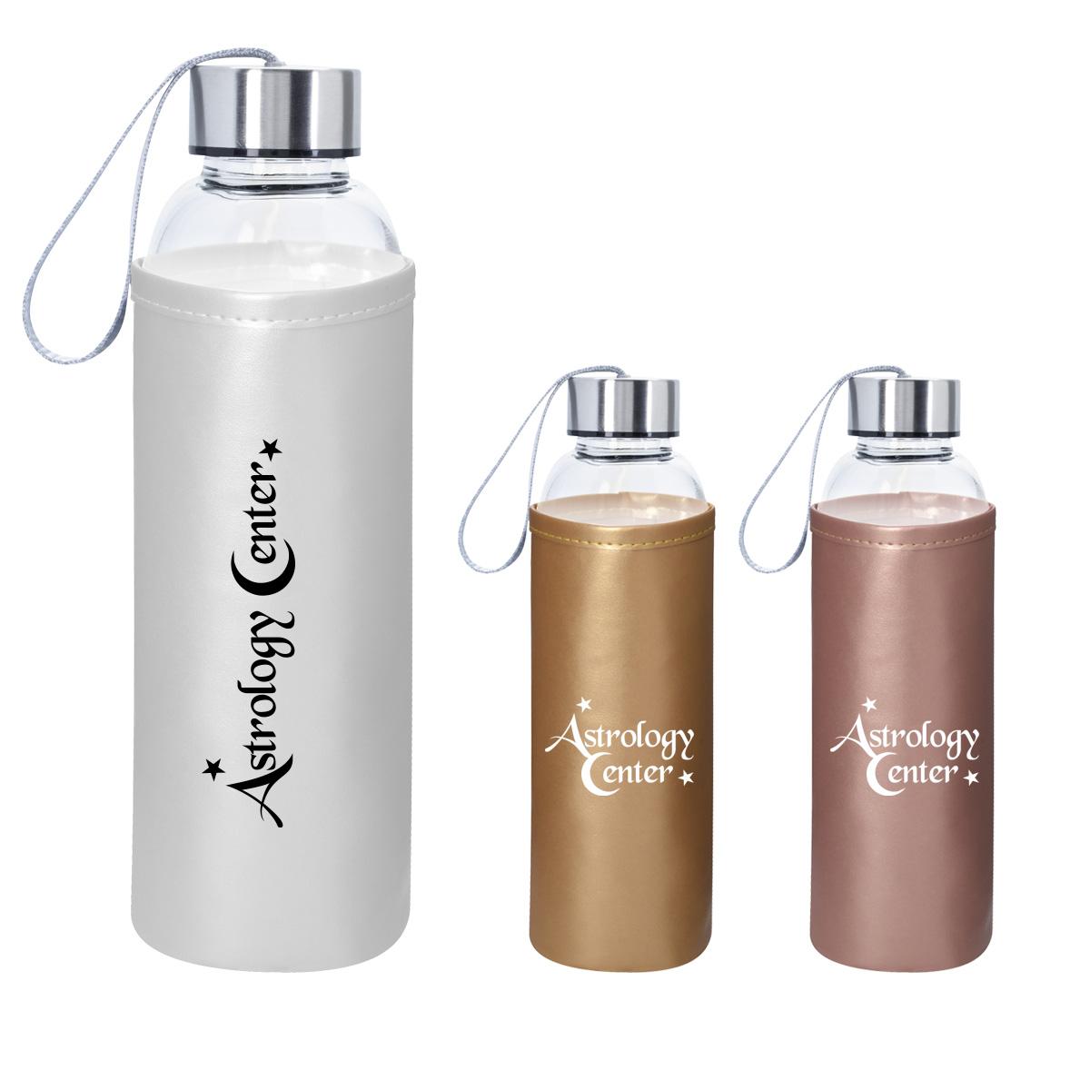 PR24109-18-OZ.-Aqua-Pure-Glass-Bottle-With-Metallic-Sleeve.jpg PR24109 18 OZ. Aqua Pure Glass Bottle With Metallic Sleeve