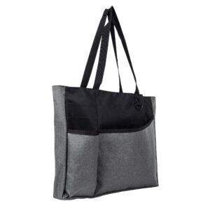 Custom Promotional Products 12 PR24895 1 BLACK WITH GRAY DECORATED Delegate Heathered Tote Bag