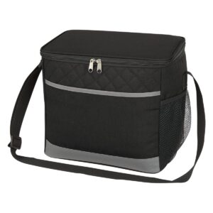 PR25291 1 BLACK WITH GRAY DECORATED Carter Quilted Cooler Bag