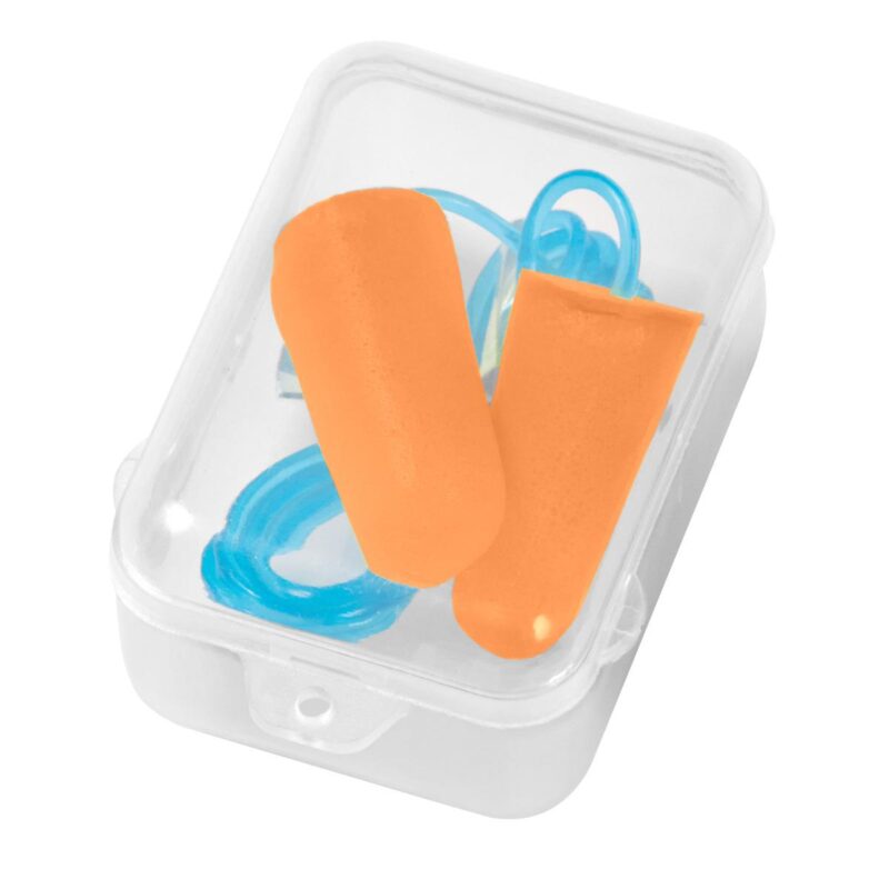 Spa and Salon Printing 29 PR26941 1 ORANGE DECORATED Foam Ear Plug Set In Case