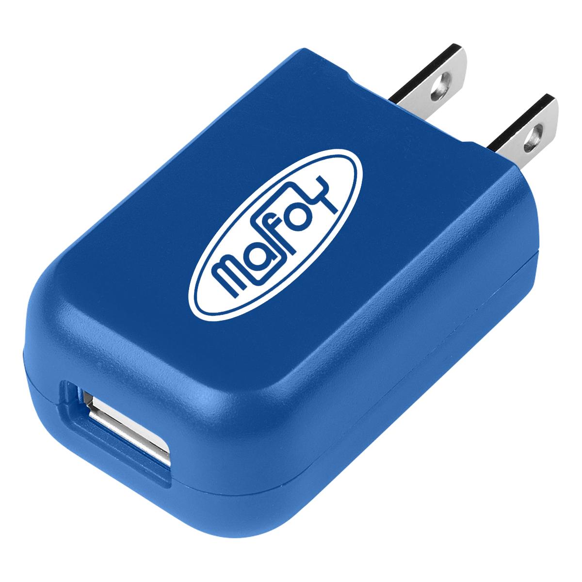 PR27305 2 BLUE DECORATED UL Listed Rectangular USB AC Adapter