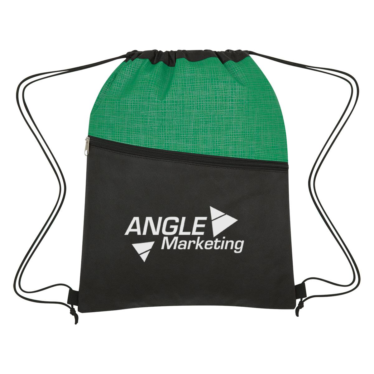 PR27451-Crosshatch-Two-Tone-Non-Woven-Drawstring-Bag.jpg PR27451 Crosshatch Two Tone Non Woven Drawstring Bag