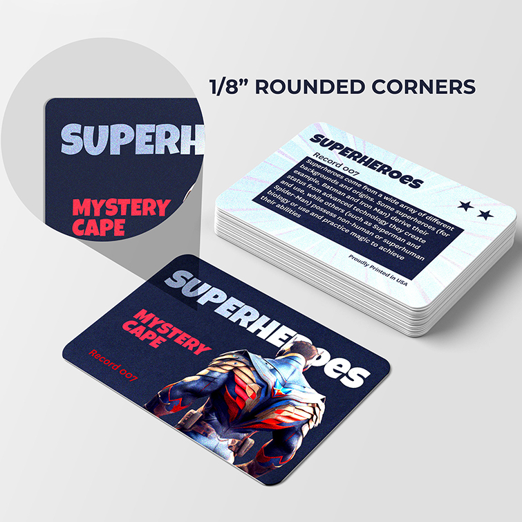 Pearl Metallic Horizontal Full Color Rounded Corners Trading Cards Collectible Pokemon Sports Superheros TOPPS Marvel 1-8-Rounded-Corners | PrintMagic