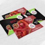 Pearl Metallic Postcards | Horizontal Rectangle Standard Pearl Metallic (14pt Pearl Metallic) paper stock Printed Both Side Pearl Metallic Hot Pizza House Postcards | PrintMagic