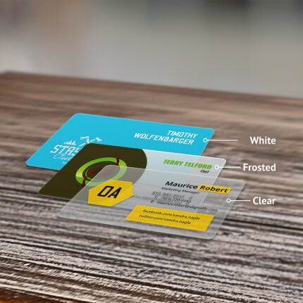 Plastic Business Cards White Frosted Clear Horizontal Real Estate Home Decor Professionals Standard Custom Size | Printmagic