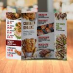 Custom Pocket Menus | Pocket Menu Double Parallel Fold for Restaurant with Standard Gloss Text-100lb and Aqueous Coating and printed Full color front and back | Print Magic