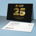 Rectangle Postcard Aqua Foil with Horizontal orientation on Premium Gloss(16pt C2S) paper stock with Inline Foil on the Front side and UV coating on Both sides. Real Estate Inline Metallic Foil Postcards.