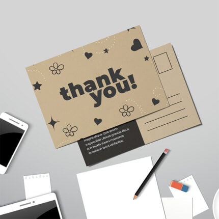 Brown Kraft Postcards | Thick Brown Kraft Recycled paper Direct Mail EDDM Holiday Travel Promotion Marketing Thank You Postcards | PrintMagic