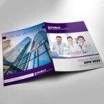 Custom Presentation Folders | Bright White Linen Paper Stock Full color printed Outside Business Corporate Annual Folder | Print Magic