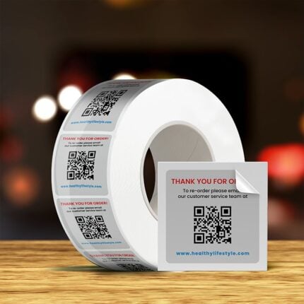 Custom Labels | QR Label With Full-color, bright printing on the front And Clear, metallic, white, glossy or textured paper stock With Glossy or Silk lamination | PrintMagic