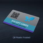 Plastic Postcards | Horizontal Rectangle Round Corner Frosted Plastic 20pt. Paper stock Printed front only QR Gift Cards Plastic Postcards | PrintMagic