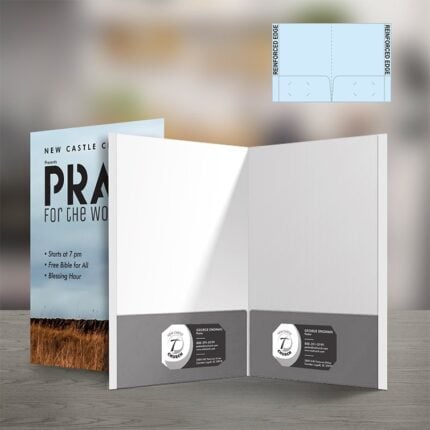 Custom Presentation Folders | Reinforced EDGE Both Pocket Horizontal Business Card Slits And Pre-folded, glued, and assembled customizable Presentation Folders | print Magic