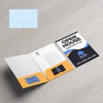Mini Presentation Folders | Real Estate Half Moon Horizontal Business Card Slits Centered On The Both Pockets No Reinforced Edge and Print Mini Presentation Folders with reinforced Pockets on both sides | Print Magic