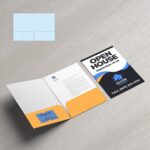 Mini Presentation Folders | Real Estate Half Moon Horizontal Business Card Slits Centered On The Left Pocket No Reinforced Edge and Powerful marketing tools that add professionalism and create interest | Print Magic