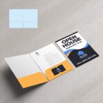Mini Presentation Folders | Real Estate Half Moon Horizontal Business Card Slits Centered On The Right Pocket No Reinforced Edge and Small size Folders that create a big impact | Print Magic