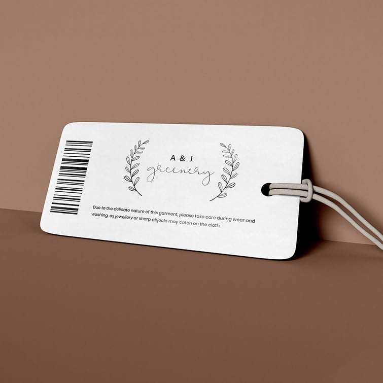 Horizontal Rectangle Rounded Corner Hang Tags | Classy and Premium Hang Tags branding | Horizontal Rectangle Rounded Corner Hang Tags with Hole Drills | Hang Tag Printing | PrintMagic