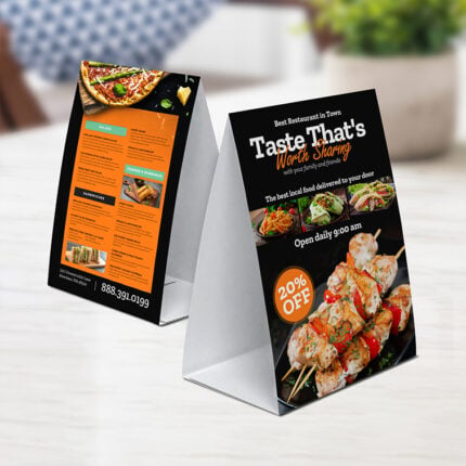 Standard Table Tent Premium Stock Restaurants Bars Spa Salons Retail Outlets Departmental StoresGyms Boutiques Eateries Real Estate Product Promotions Menus Branding | PrintMagic